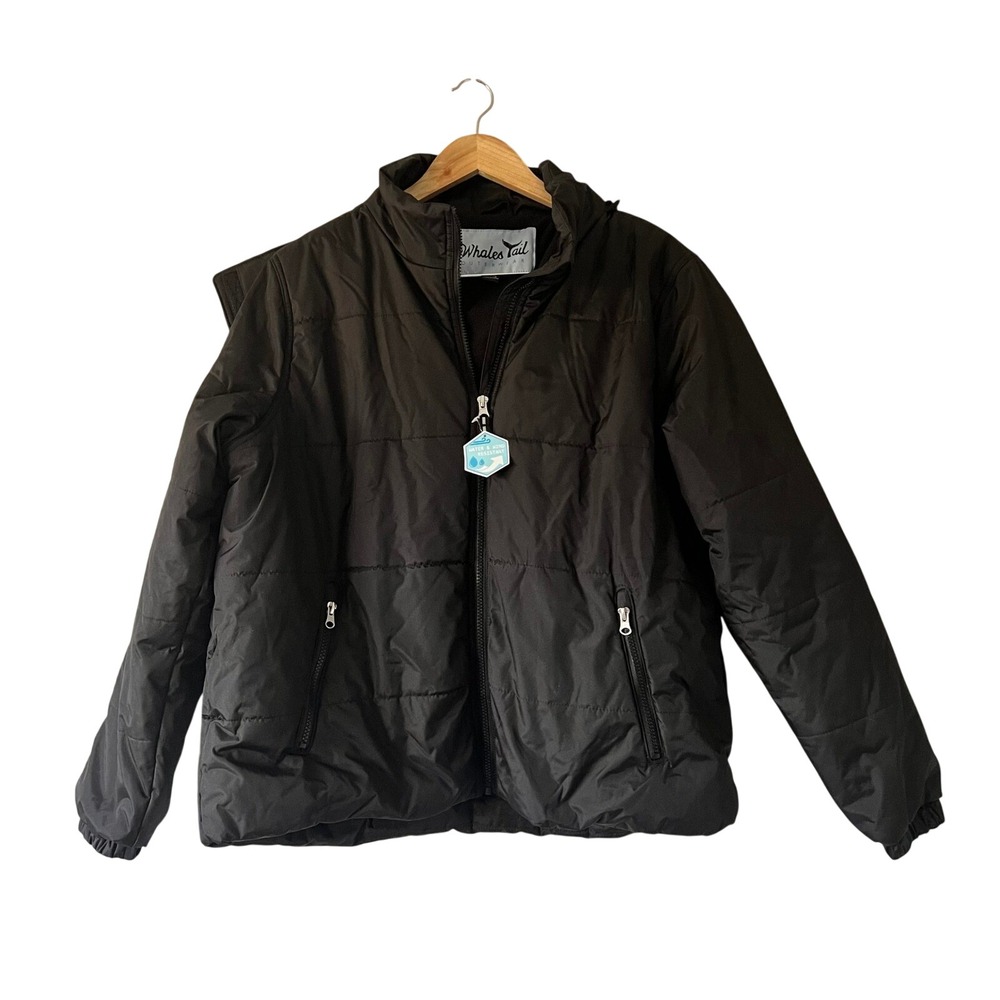 Whales Tail Puffer Jacket XL Black Water Wind Resistant‎ Fleece Lined NWT